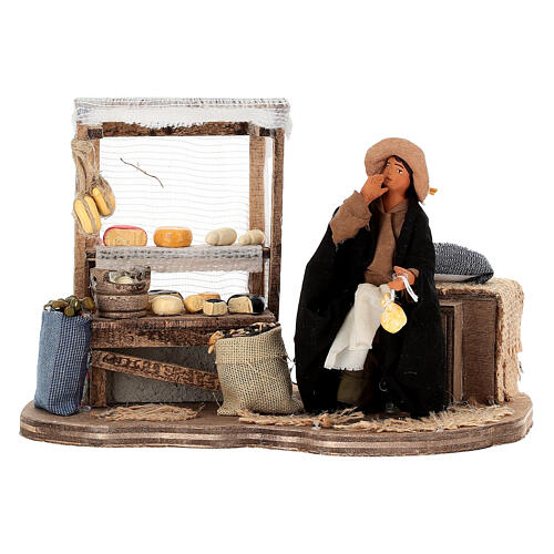Vendeur de fromages mouvement 10x20x10 cm pour crèche Naples 10 cm 1
