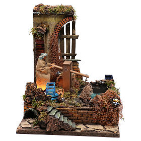 Scena pescatore movimento 35x30x30 cm presepe napoletano 12 cm