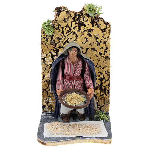 Farmer with sieve, animated 7 cm Neapolitan nativity 1