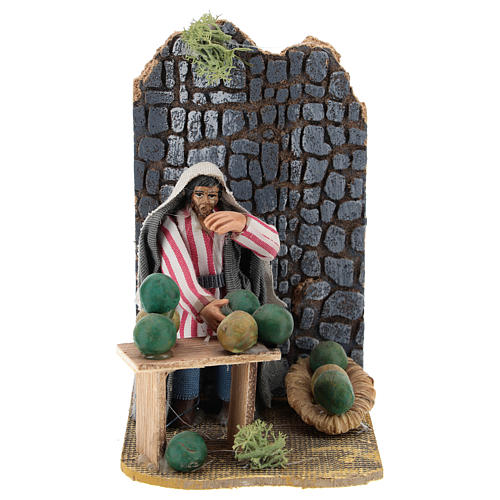 Melon seller, animated 7 cm Neapolitan nativity 1