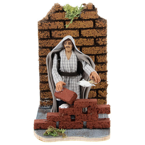 Bricklayer, animated 7 cm Neapolitan nativity 1