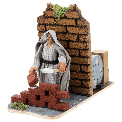 Bricklayer, animated 7 cm Neapolitan nativity 2
