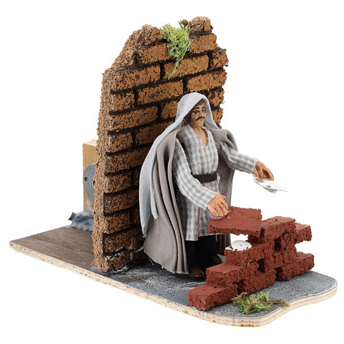 Bricklayer, animated 7 cm Neapolitan nativity 3