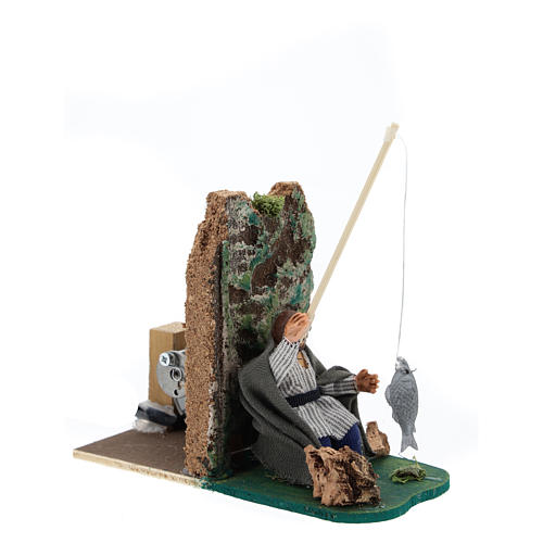 Pescador em movimento para presépio napolitano com figuras de 7 cm de altura média 3