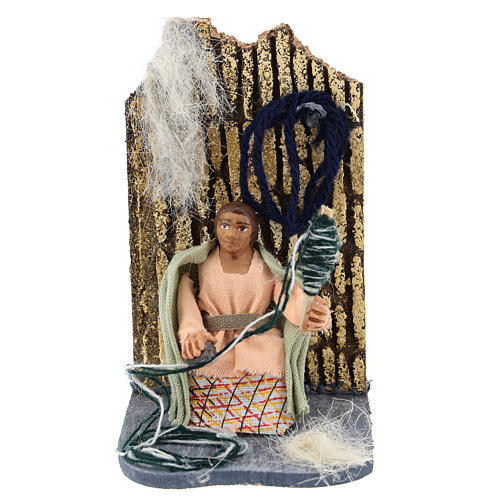 Woman spinning wool, animated 7 cm Neapolitan nativity 1