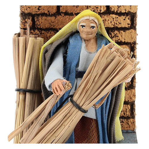 Bäuerin mit Stroh bewegte Krippenfigur Neapolitanische Krippe, 7 cm 2