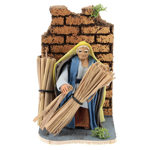 Farmer with straw, animated 7 cm Neapolitan nativity 1