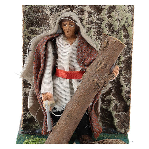 Holzfäller bewegte Krippenfigur Neapolitanische Krippe, 7 cm 2