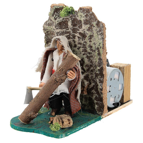 Holzfäller bewegte Krippenfigur Neapolitanische Krippe, 7 cm 3