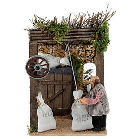 Shepherd with flour bags for Neapolitan Nativity Scene of 8 cm