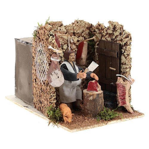 Moving figurine for Neapolitan Nativity scene, butcher 8 cm 4