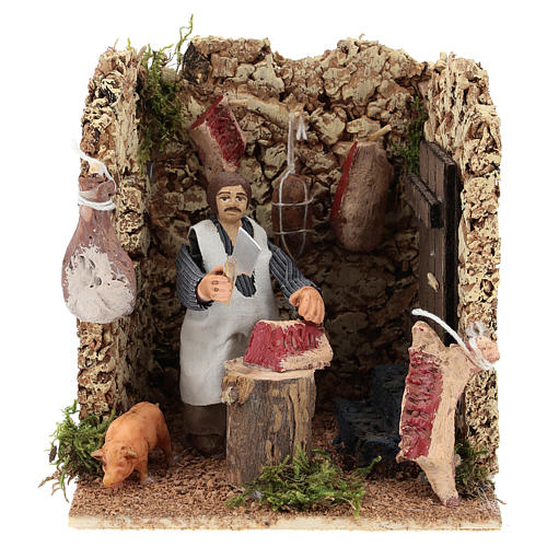 Butcher, animated 8 cm Neapolitan nativity 1