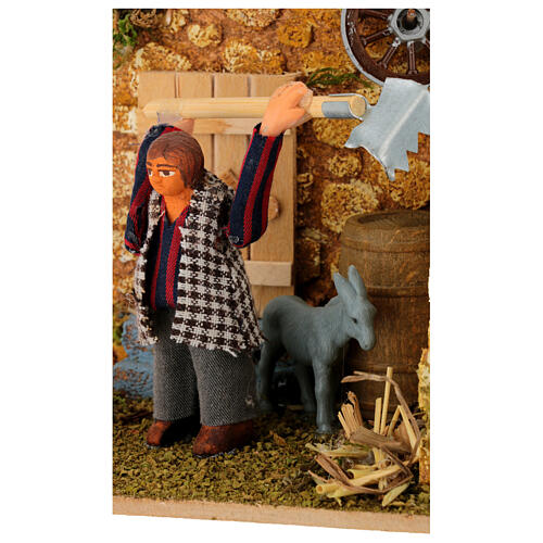 Moving figurine for Neapolitan Nativity scene, farmer in stable 8 cm 2