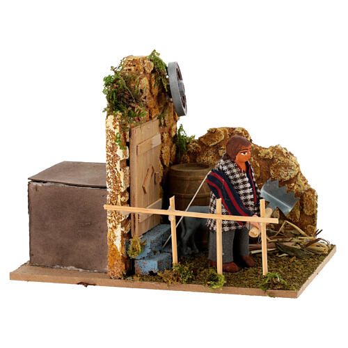 Contadino nella stalla movimento presepe Napoli di 8 cm 4
