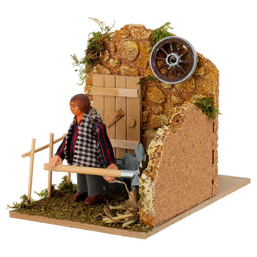 Farmer in stable, animated 8 cm Neapolitan nativity 3