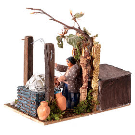Woman at well, animated 8 cm Neapolitan nativity