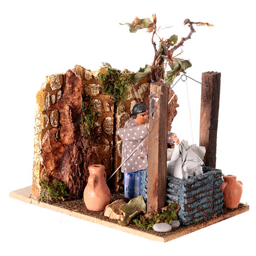 Woman at well, animated 8 cm Neapolitan nativity 3