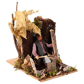 Man cutting wood, animated 8 cm Neapolitan nativity