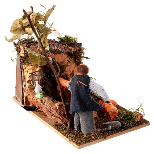 Moving man roasting a pig for Nativity Scene 8 cm 3