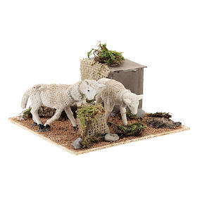 Sheep grazing, animated 6 cm Neapolitan nativity