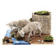 Sheep drinking from stream animated Neapolitan nativity 6 cm s1