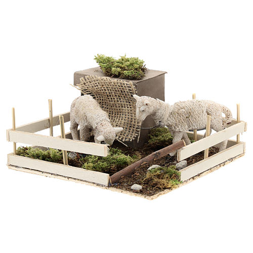 Sheep grazing in pen, animated 6 cm Neapolitan nativity 2