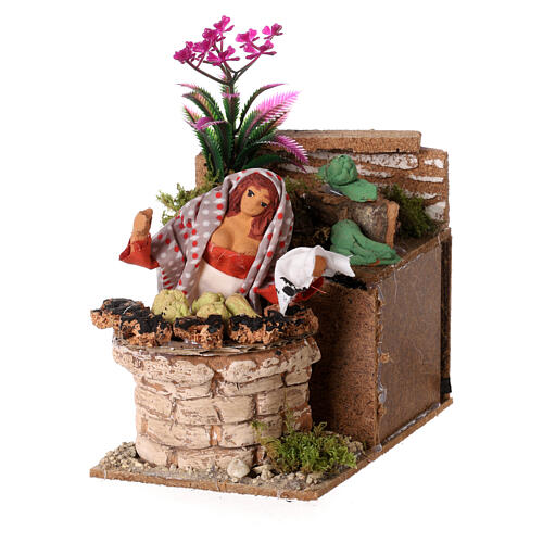 Woman cooking artichokes moving Nativity scene 10 cm 2