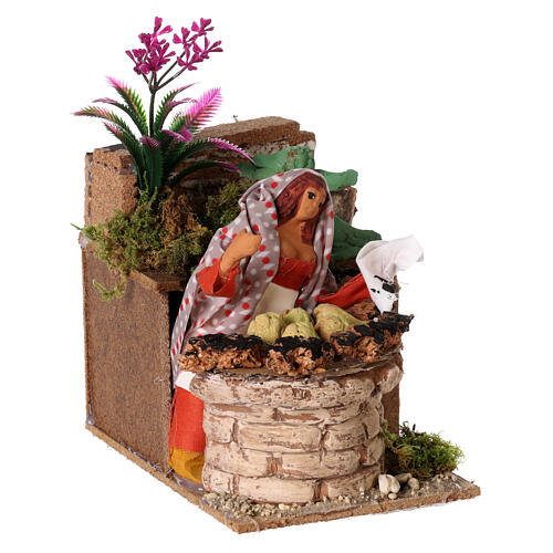 Woman cooking artichokes, animated nativity figure 10 cm 3