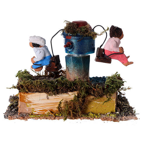Jardim com brinquedo e crianças cenário para presépio com figuras altura média 10-12 cm, medidas: 15x12x12,5 cm 1