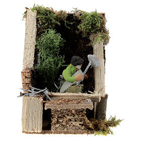 Animated Nativity Scene Carpenter scene with terracota figurine of 4 cm
