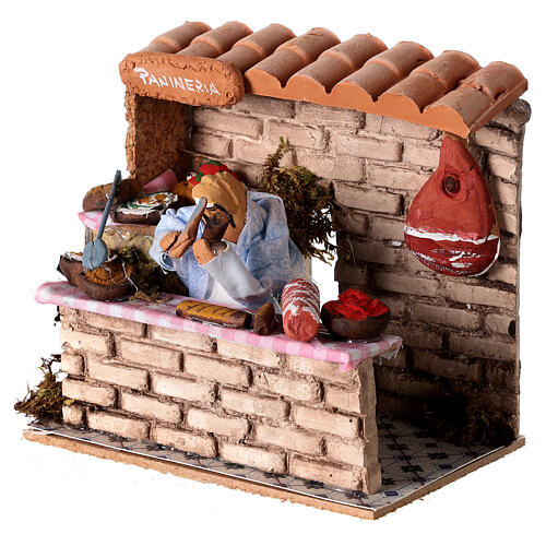 Bread saleswoman, animated figurine for Nativity Scene with characters of 6 cm, 15x15x10 cm 2