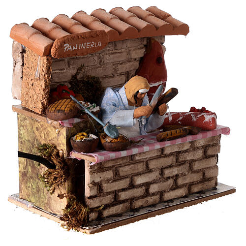 Bread saleswoman, animated figurine for Nativity Scene with characters of 6 cm, 15x15x10 cm 3