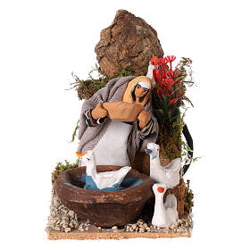 Shepherdess with gooses, animated figurine for Nativity Scene with characters of 8 cm, 20x10x15 cm