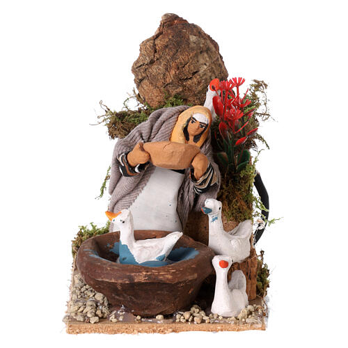 Shepherdess with gooses, animated figurine for Nativity Scene with characters of 8 cm, 20x10x15 cm 1