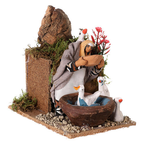 Shepherdess with gooses, animated figurine for Nativity Scene with characters of 8 cm, 20x10x15 cm 3