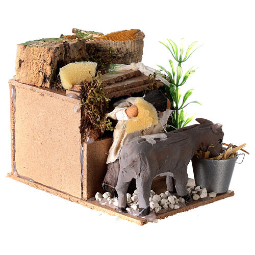 Child with donkey, animated figurine for Nativity Scene with characters of 8 cm, 10x10x15 cm 3