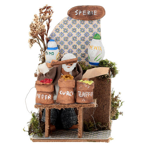 Spice seller, animated figurine for Nativity Scene with characters of 8-10 cm, 15x10x15 cm 1