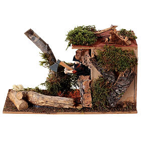 Lumberjack in motion tree falling for Nativity Scene of 12 cm