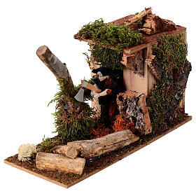 Lumberjack in motion tree falling for Nativity Scene of 12 cm