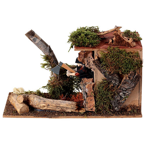 Bûcheron avec mouvement arbre crèche 12 cm 1