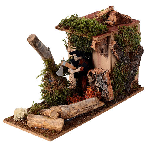 Bûcheron avec mouvement arbre crèche 12 cm 2