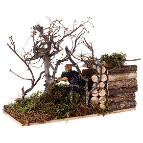 Lumberjack figurine animated cutting tree 12 cm nativity