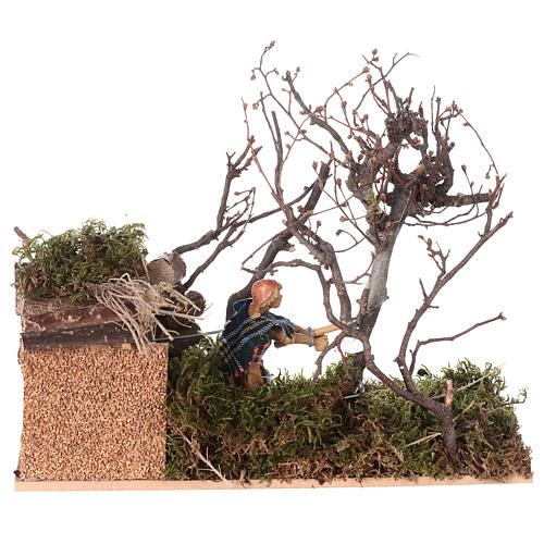 Lumberjack figurine animated cutting tree 12 cm nativity 4