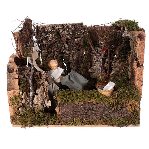 Animated Washerwoman at the spring, 10 cm Nativity Scene, 20x30x20 cm 1