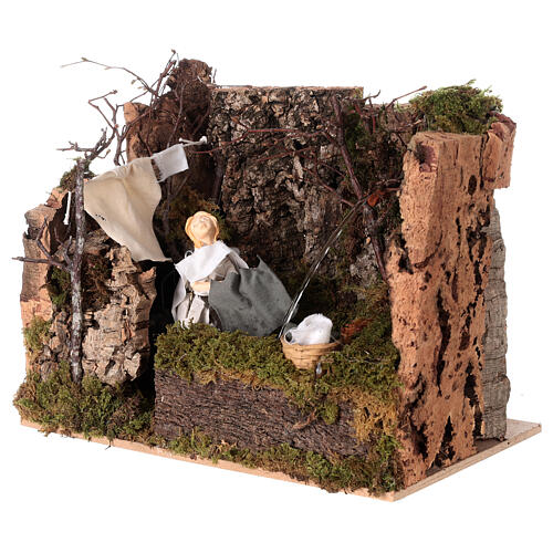 Animated Washerwoman at the spring, 10 cm Nativity Scene, 20x30x20 cm 3