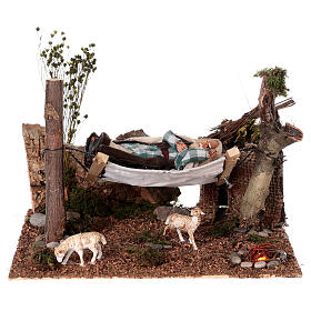 Man sleeping on hammock animated for Neapolitan nativity 8-10 cm
