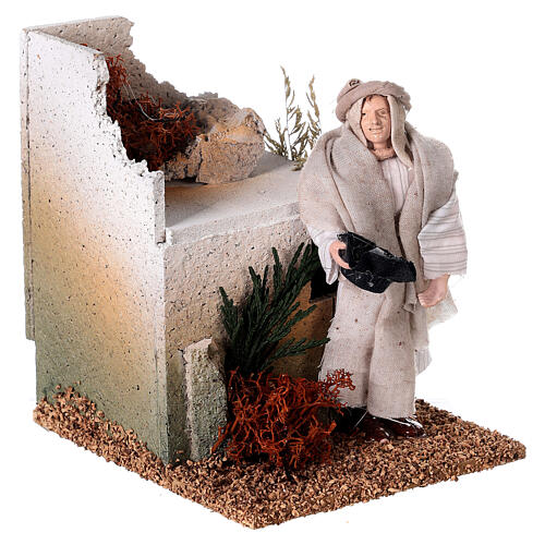 Moving Arabian beggar nativity scene 12 cm 15x10x10 cm 4