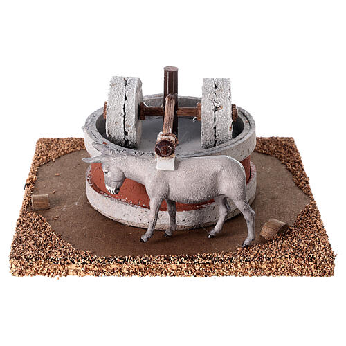 Millstone with donkey for nativity scene 6 cm 10x20x20 cm 1