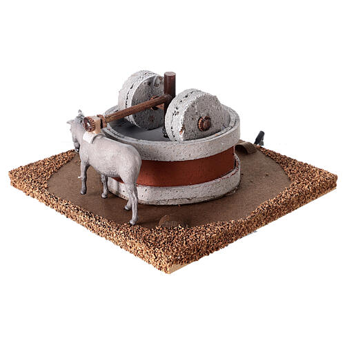 Mó com burro 10x20x20 cm movimento para presépio napolitano com figuras de 6 cm 2