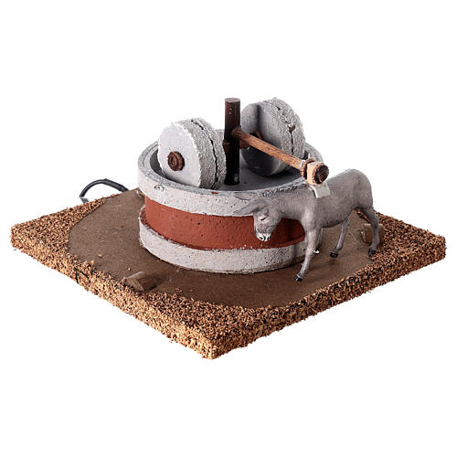 Mó com burro 10x20x20 cm movimento para presépio napolitano com figuras de 6 cm 3